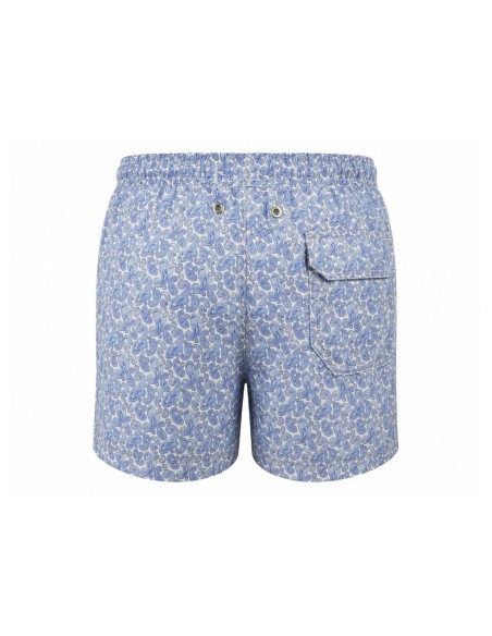 Traje de baño azul con estampado de amebas