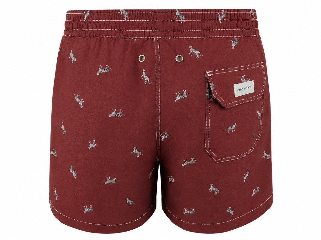 Traje de baño burdeos con estampado de leopardos