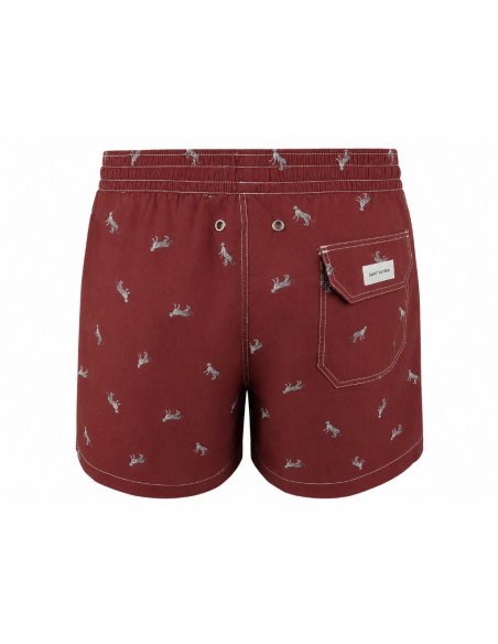 Traje de baño burdeos con estampado de leopardos