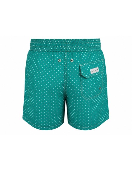 Traje de baño verde con lunares blancos