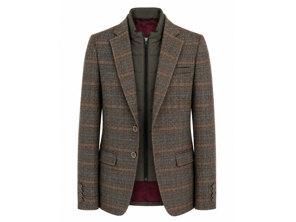 Chaqueta Americana Marrón Desmontable con Pecherín