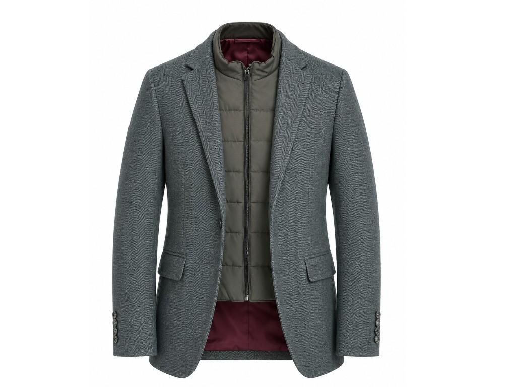 Chaqueta americana verde con pecherín desmontable