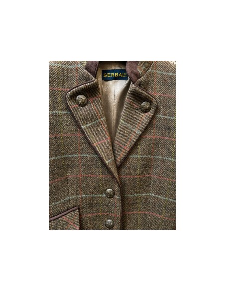 Americana de mujer tweed marrón y rojo