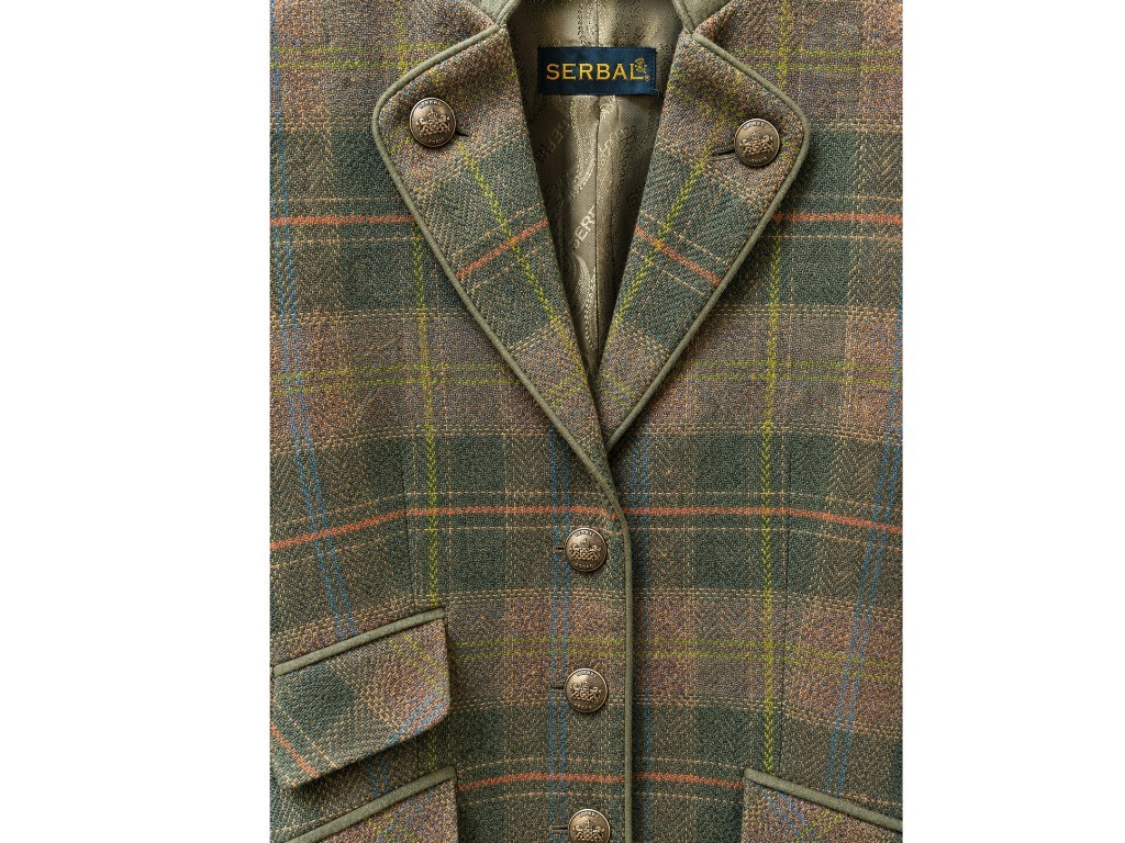 Americana mujer tweed verde y azul