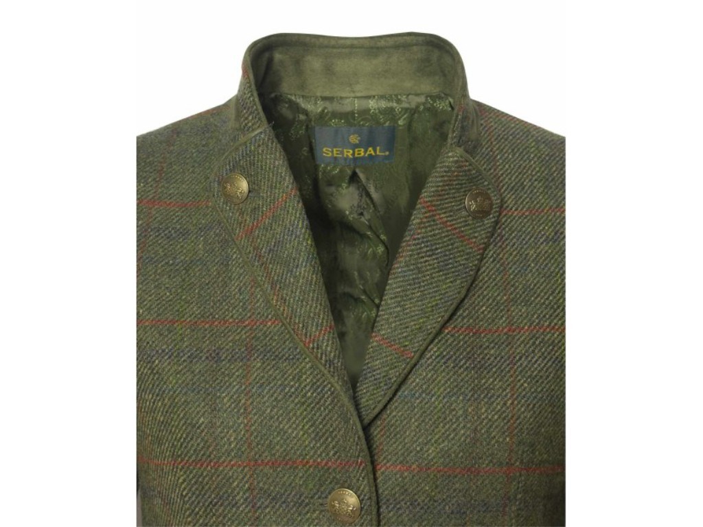 Americana de mujer tweed verde y roja
