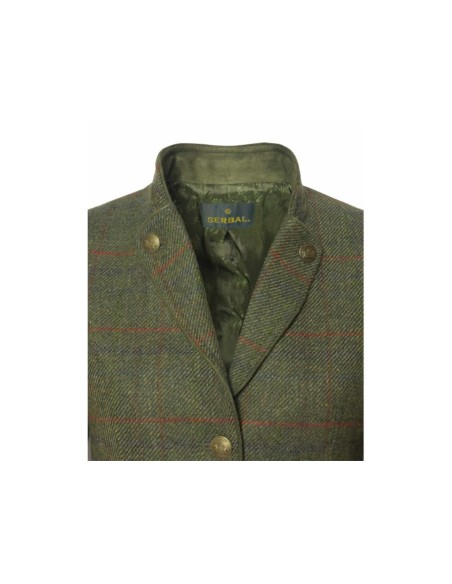 Americana de mujer tweed verde y roja