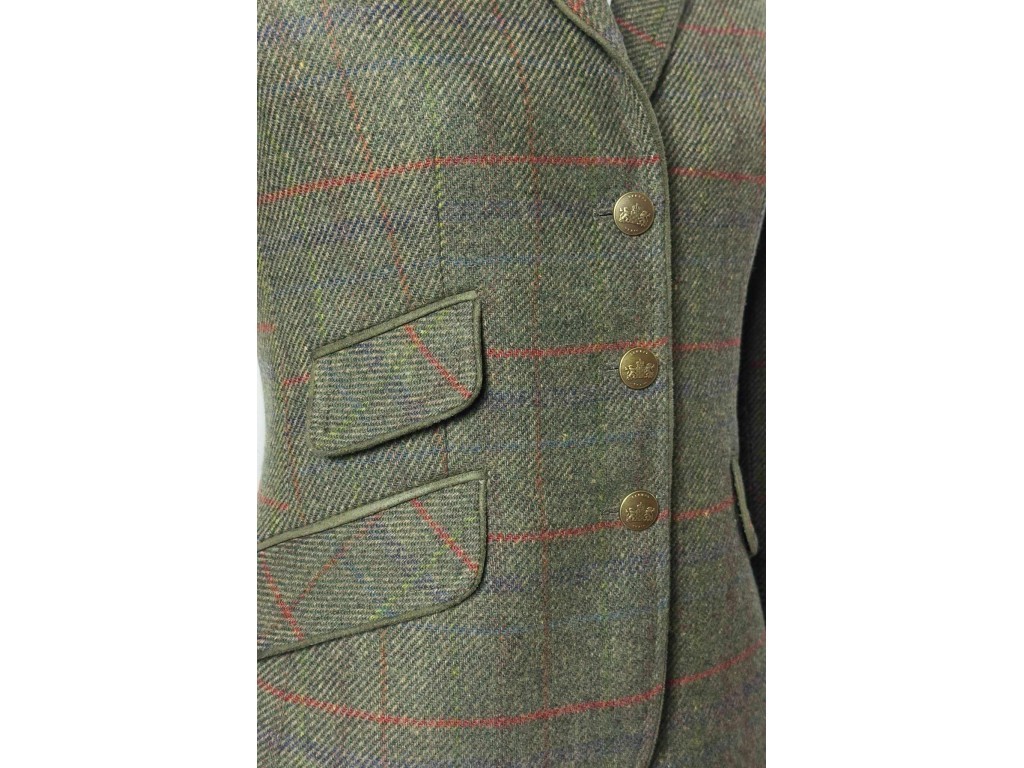 Americana de mujer tweed verde y roja
