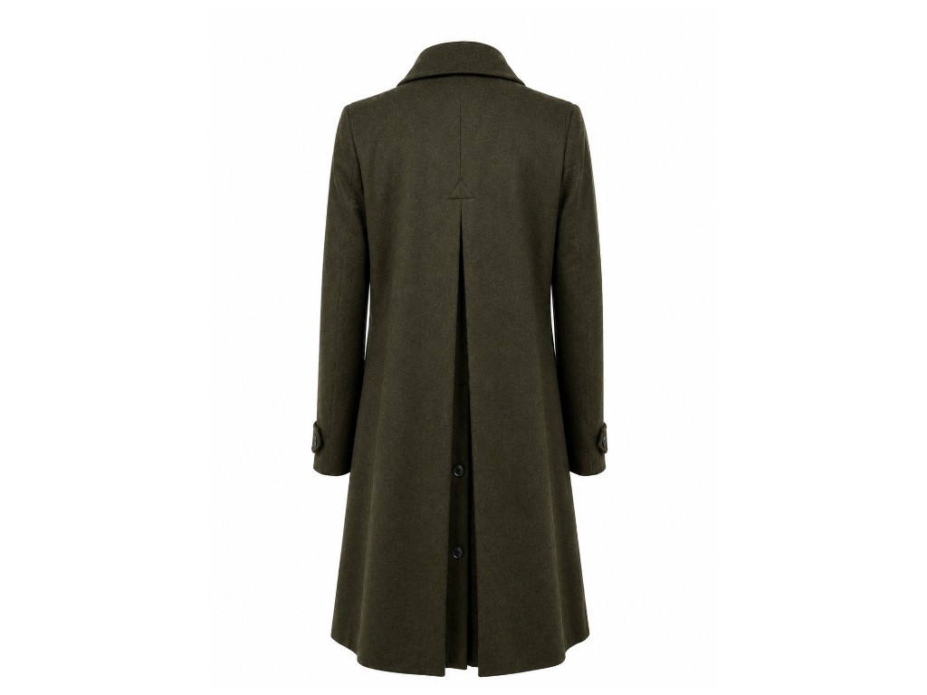 Abrigo de lana para mujer verde oscuro