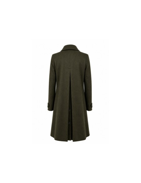Abrigo de lana para mujer verde oscuro