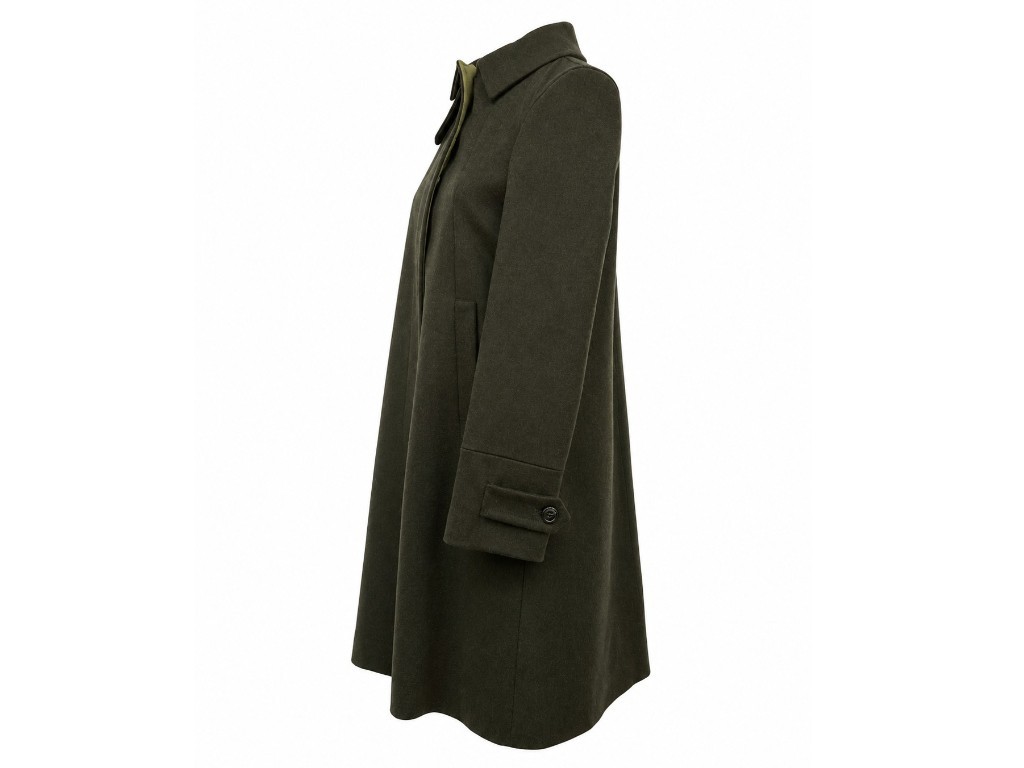 Abrigo de lana para mujer verde oscuro