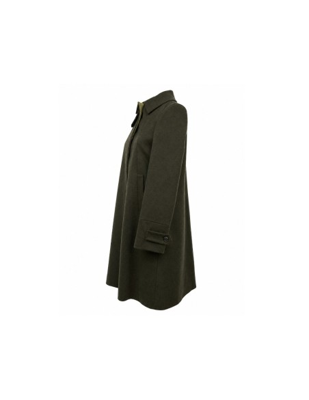 Abrigo de lana para mujer verde oscuro