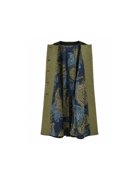 Abrigo de lana para mujer verde oscuro