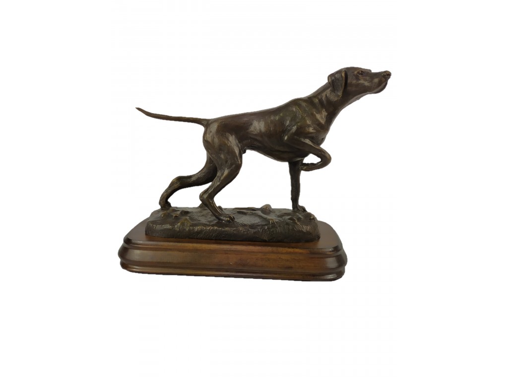 Bronce grande de perro pointer de Lucio Relaño