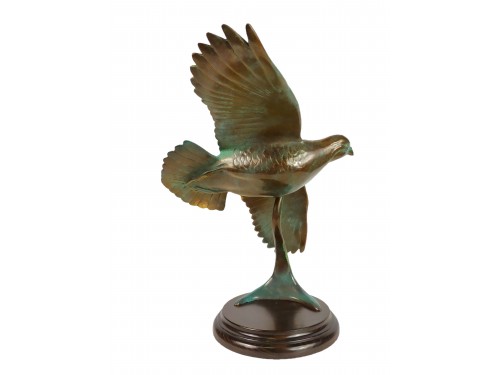 Bronce pulido verde perdiz volando de Lucio Relaño 2