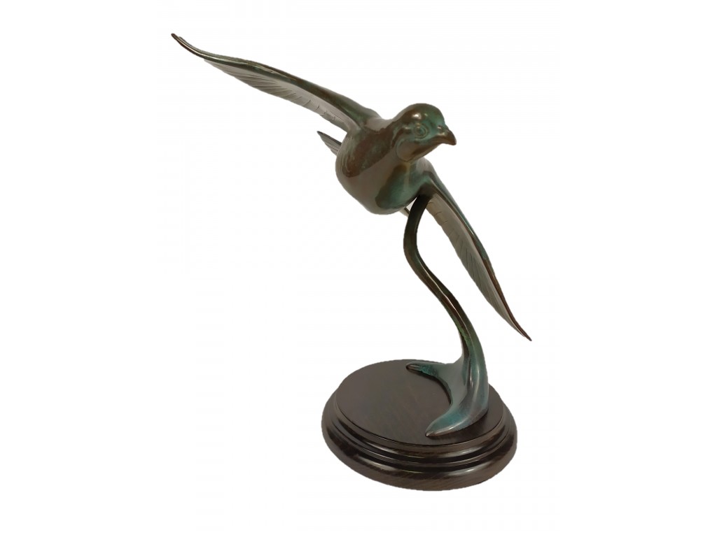Bronce pulido verde perdiz volando de Lucio Relaño