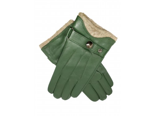 Guantes de piel y lana verdes