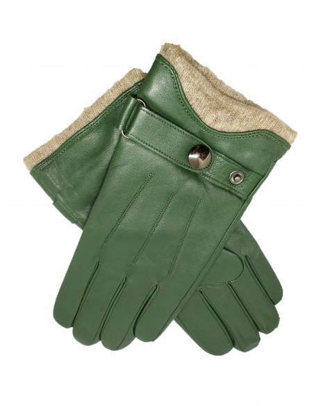 Guantes de piel y lana verdes