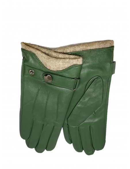 Guantes de piel y lana verdes