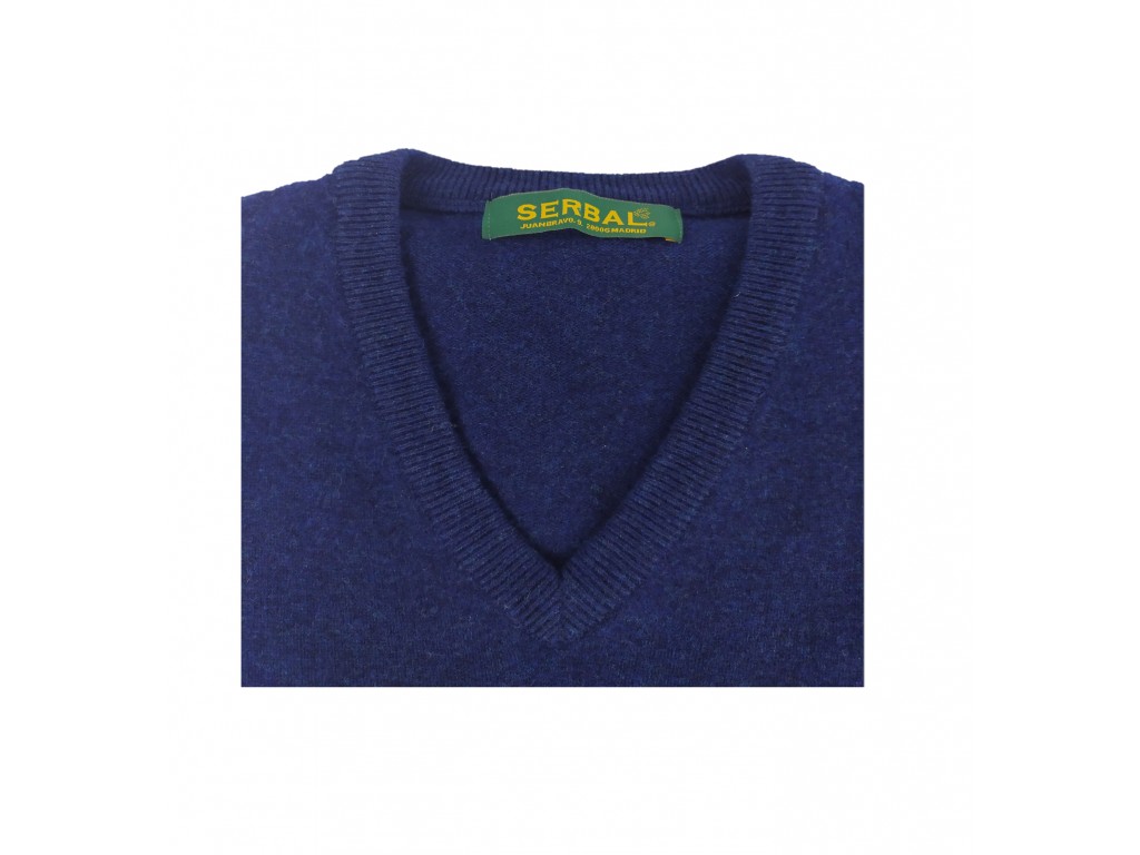 Jersey de pico de lana 100% azul marino