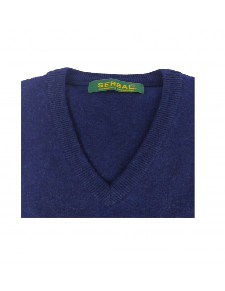 Jersey de pico de lana 100% azul marino