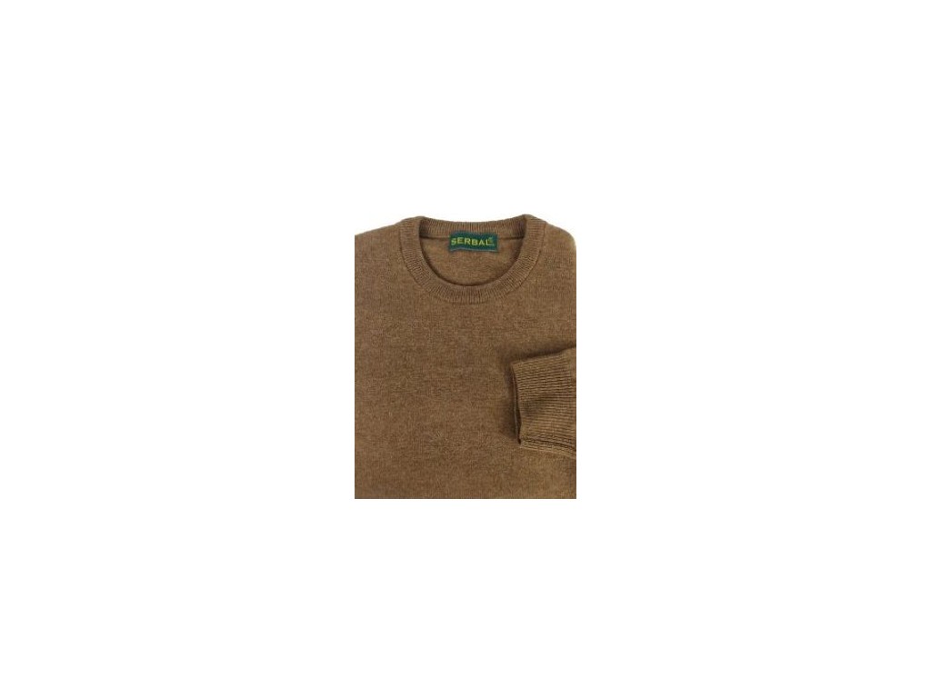 Jersey lana 100% cuello caja marrón