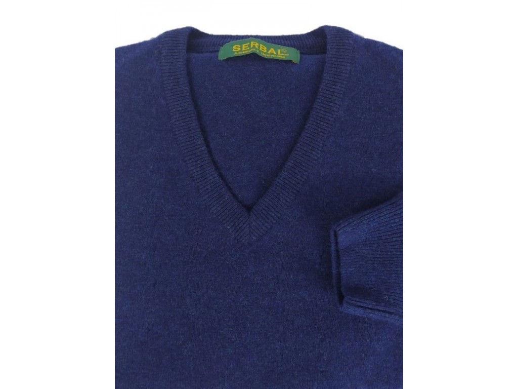Jersey de pico de lana 100% azul marino