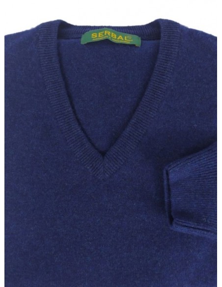 Jersey de pico de lana 100% azul marino