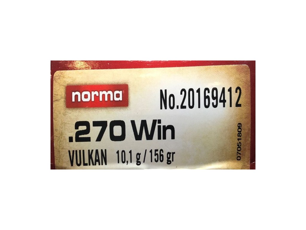 Balas calibre 270W. Norma. VULKAN.156gr