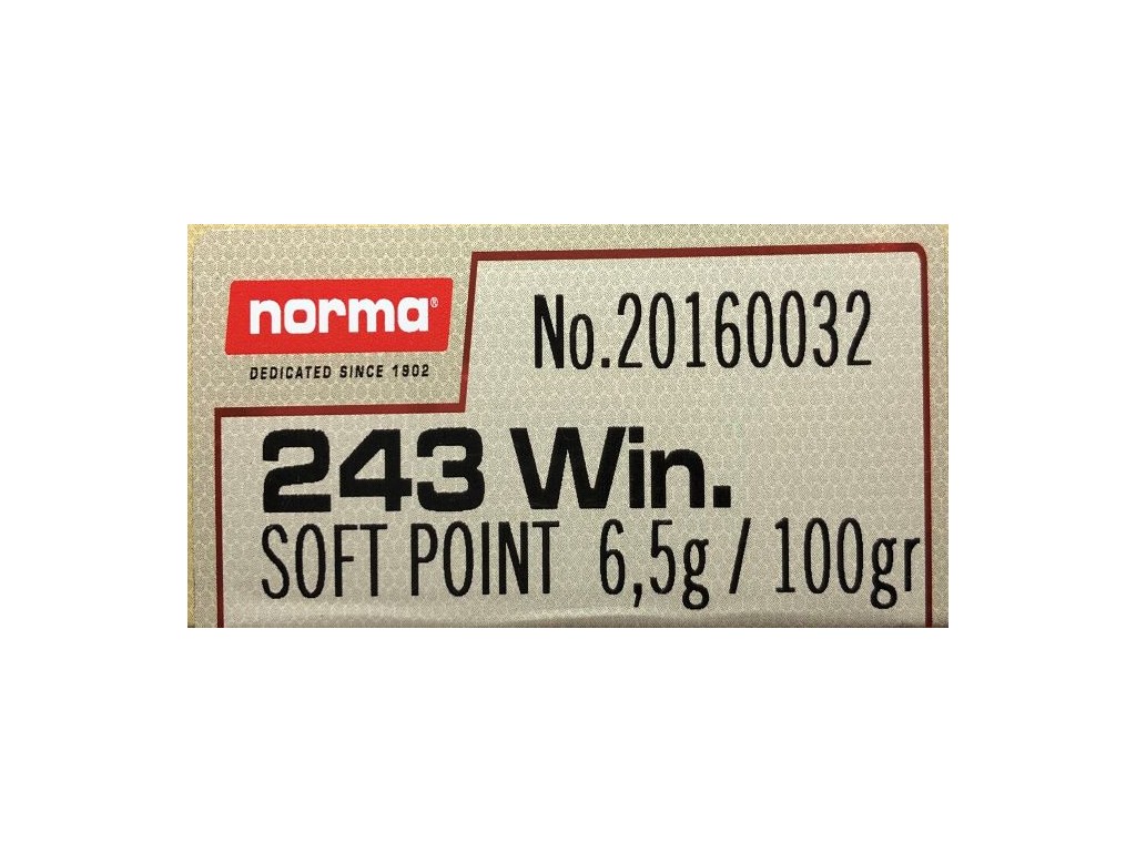 Balas calibre 243W. Norma. SOFT POINT.100gr