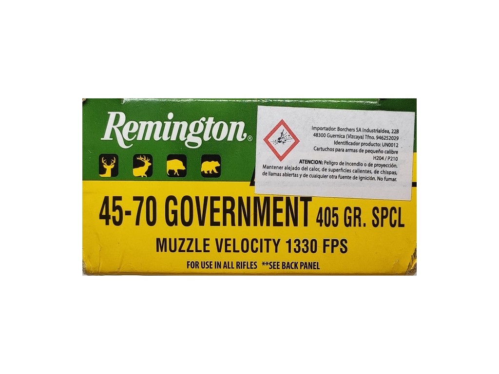 Balas calibre 45-70. Remington. Core-lokt. 405gr