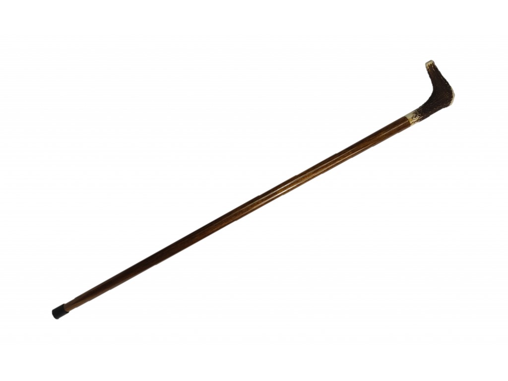 Bastón de madera y asta de venado