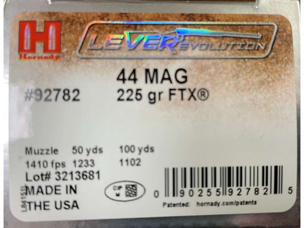 Hornady Lever Rev. 44mag FTX 225gr