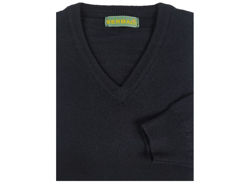 Jersey cuello pico lana azul