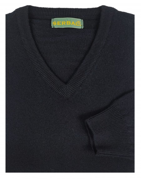 Jersey cuello pico lana azul