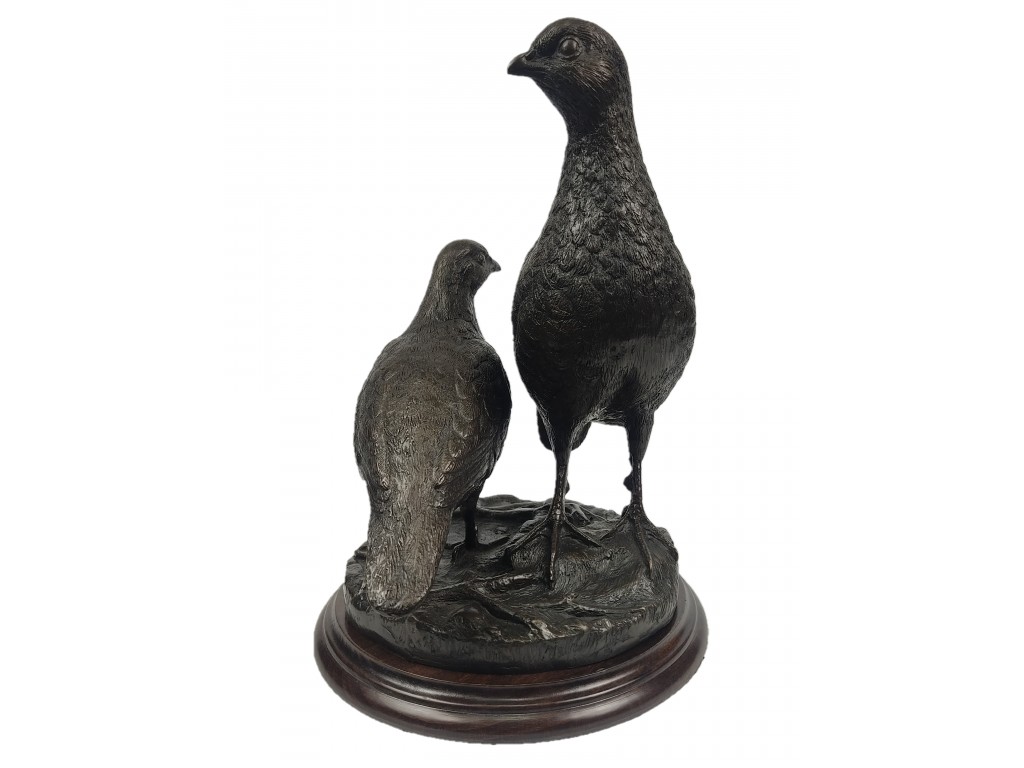 Bronce de pareja de perdices de Lucio Relaño