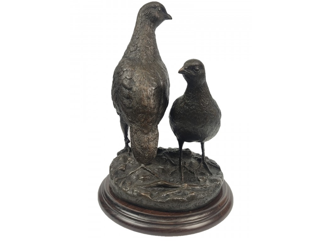 Bronce de pareja de perdices de Lucio Relaño