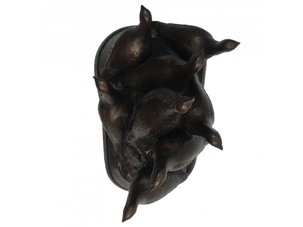 Bronce de grupo de 8 perdices del autor Lucio Relaño