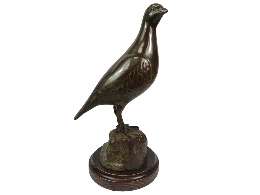 Bronce pulido de  perdiz sobre piedra del autor Lucio Relaño