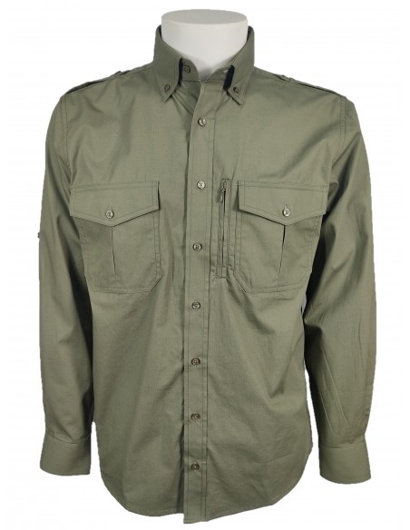 Animado tono práctica Camisa Safari color verde Talla L Color KAKI